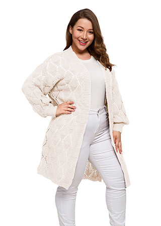 Plus Size Floral Pattern Cardigan Long Sleeve Lightweight Knit Spring Summer Style Wholesale Available