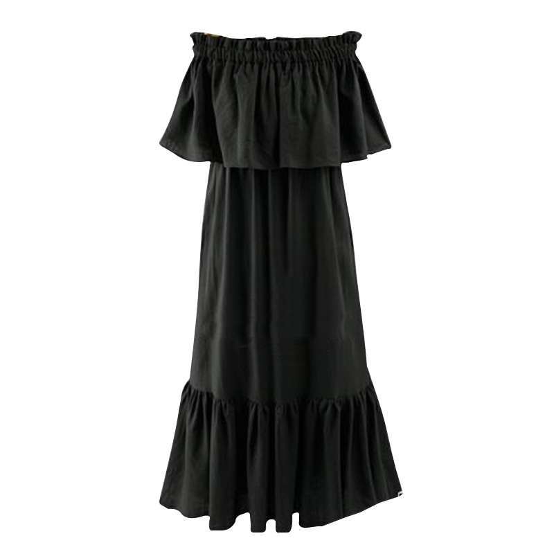 Plus Size Off Shoulder Maxi Dress Ruffle Hem Versatile Two Way Wear Elegant Style Wholesale Availability