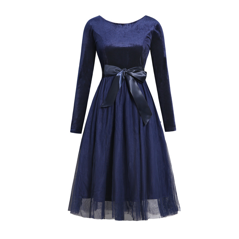 Mesh Maxi Dress Long Sleeve Round Neck Flowy Design Autumn Winter Fashion Ready to Ship Wholesale Available