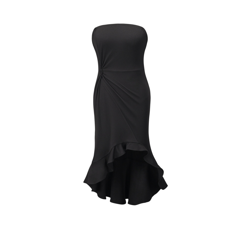 Womens Midi Dress Solid Color Strapless Zipper Closure Spring Summer Fashion Wholesale Available