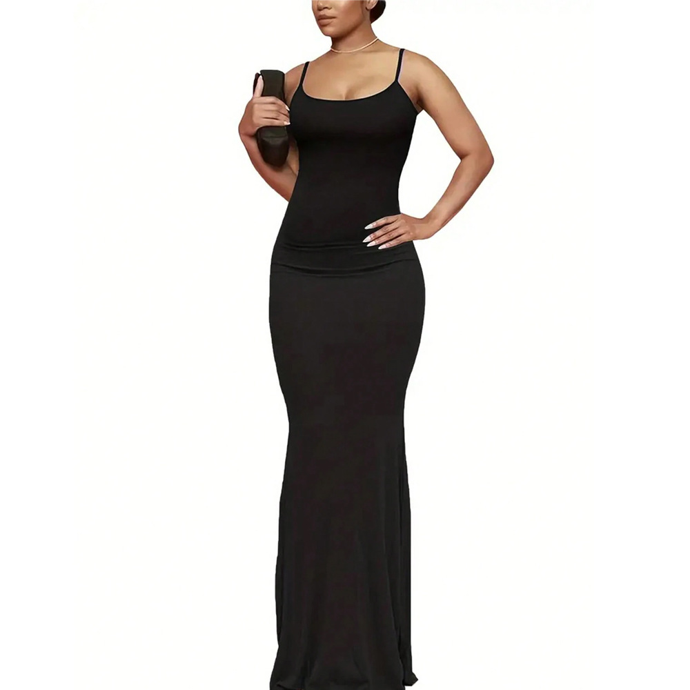 New European and American Cross border Sexy Slim Simple Waist Show Slim Package Hip Spaghetti Strap Dress