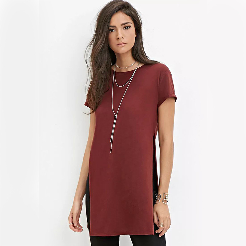 Womens Summer T Shirt Solid Color Short Sleeve Round Neck Casual Wear for Everyday Use Wholesale Available