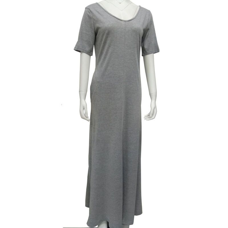 Casual Short Sleeve Pocket Dress Solid Color Relaxed Fit Comfortable Fabric Perfect for Summer Outings Wholesale