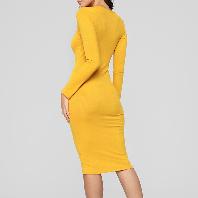 Womens Button Up Dress Stylish Solid Color Spring Fashion Sexy Fit Wholesale Available custom packaging