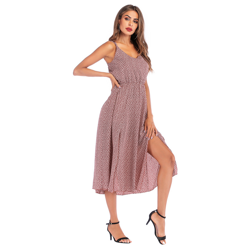 Summer Casual Backless Dress Printed Pattern Spaghetti Straps Lightweight Fabric Perfect for Beach or Party