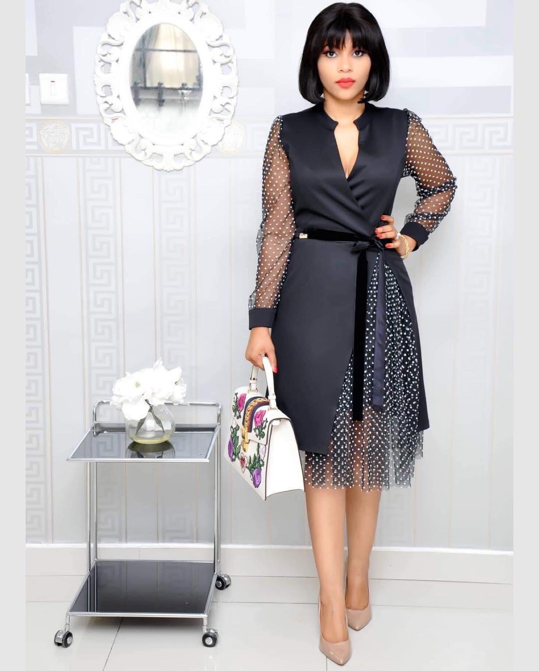 Plus Size African Polka Dot Mesh Patchwork Dress Elegant Design Perfect for Summer Events Wholesale Available