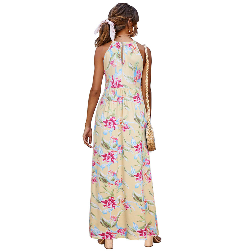 Sleeveless V Neck Floral Maxi Dress Summer Style Elegant Design Comfortable Fabric Perfect for Casual or Formal