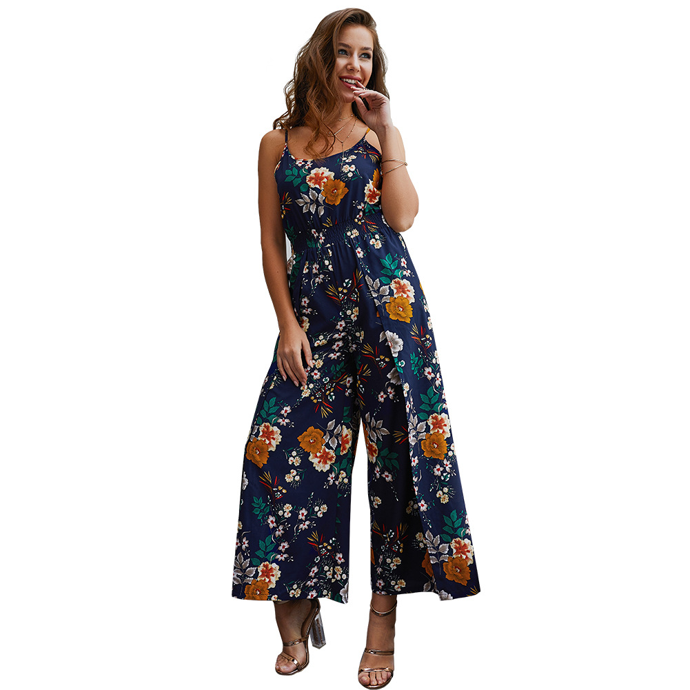 Floral Print Womens Jumpsuit Original Design Sleeveless Comfortable Fit Casual Wear Summer Collection Wholesale