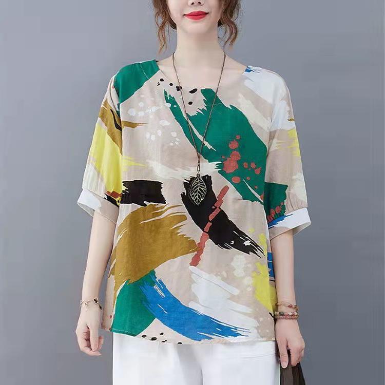 Cotton Linen Womens Casual Short Sleeve T Shirt Loose Fit Summer Style Flattering for Plus Sizes Wholesale Available