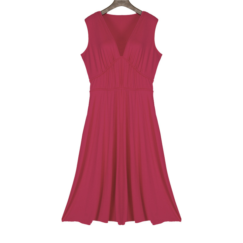 Summer A Line Dress for Women V Neck Sleeveless Slim Fit Waist Defining Perfect for Casual Outings OEM Available