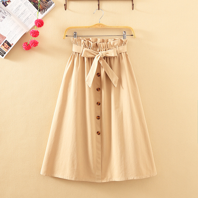 High Waisted A Line Midi Skirt Floral Print Button Closure Pleated Design Summer Fashion for Women Wholesale
