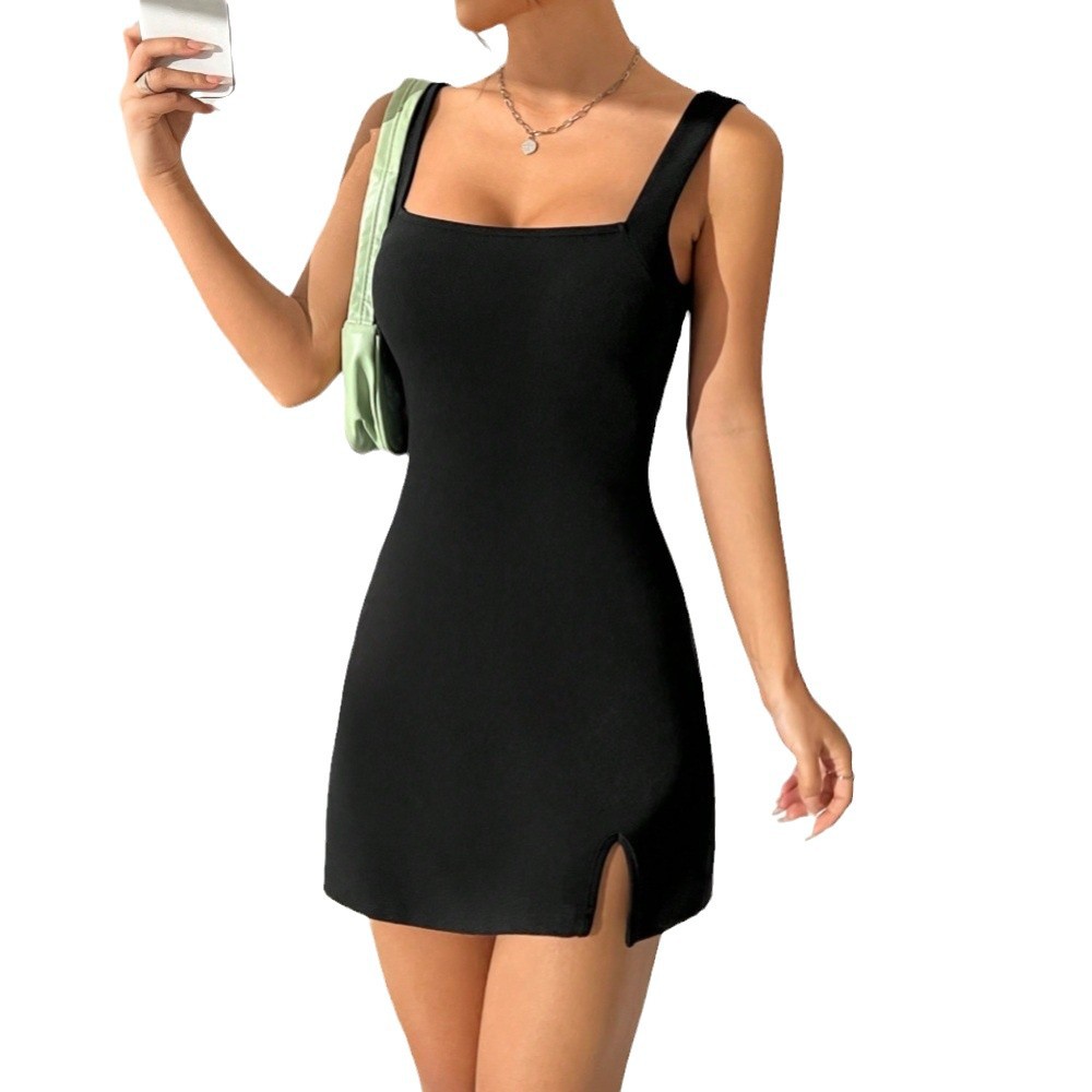 Elegant Womens Midi Dress High Waist Slim Fit Spaghetti Straps Spring Summer Fashion Wholesale Available