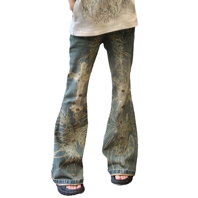 Plus Size Vintage Wash Flare Jeans for Women Embellished Straight Leg Casual Style Perfect for Everyday Wear