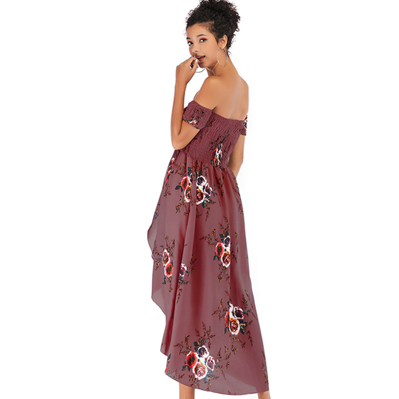 Womens Floral Chiffon Dress Sexy Off Shoulder Design Spring Style Lightweight Fabric Wholesale Available
