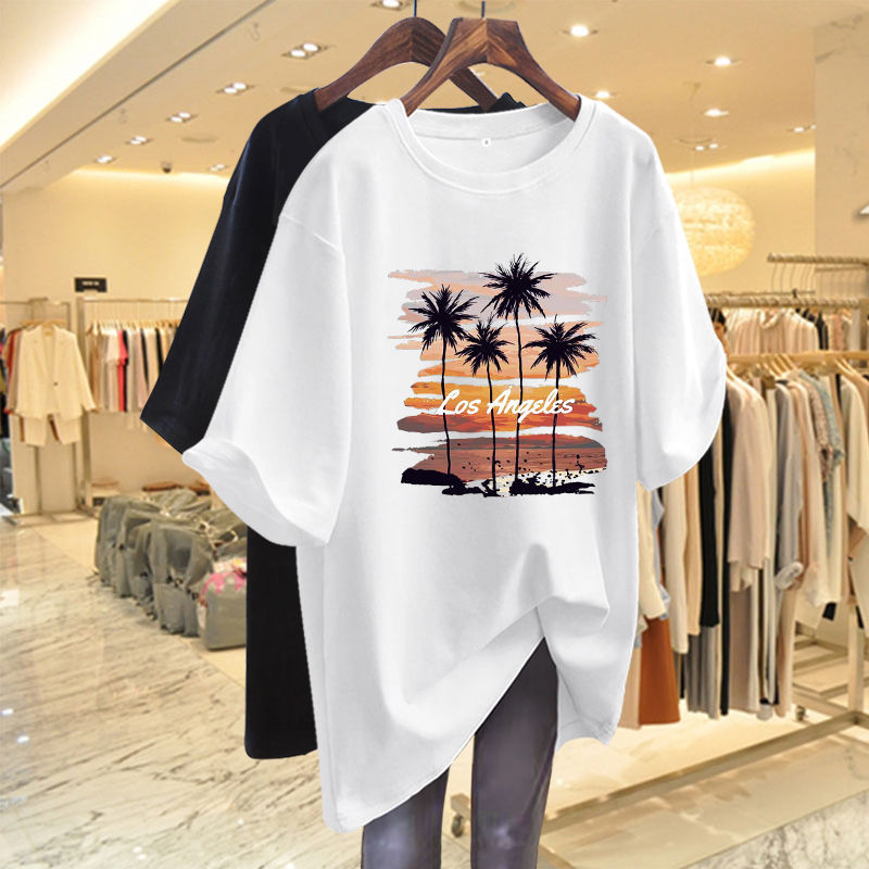 Plus Size Loose Fit T Shirt Cotton Fabric Mid Length Trendy Design Autumn Casual Wear Wholesale Available