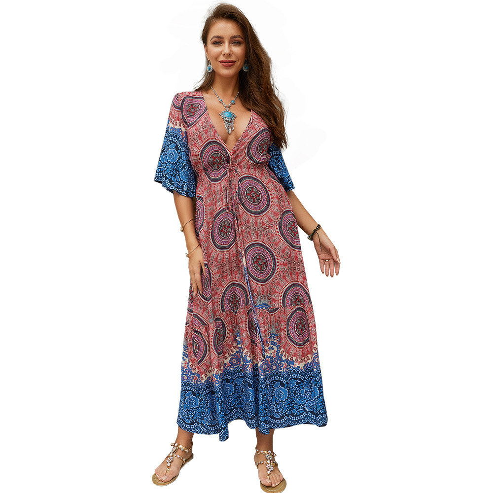 Bohemian Maxi Dress Original Design Summer Style Lightweight Fabric Beachwear Wholesale Available