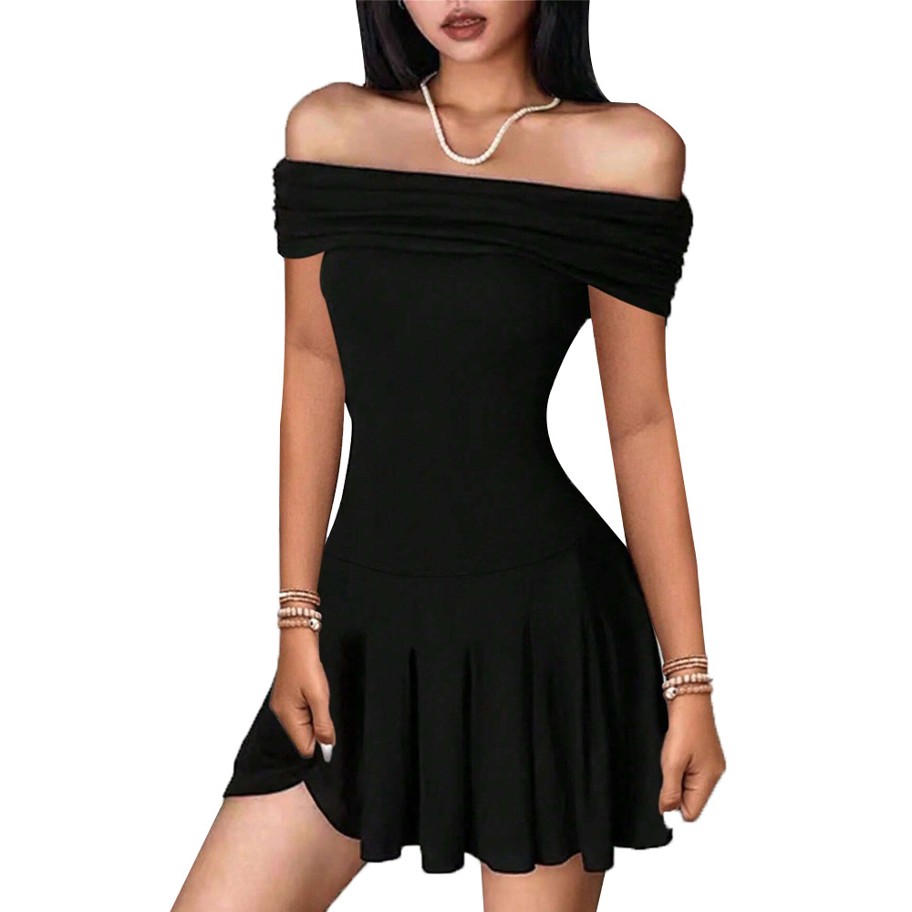 Pure Desire Style Off Shoulder High Waist Short Dress for Women Summer