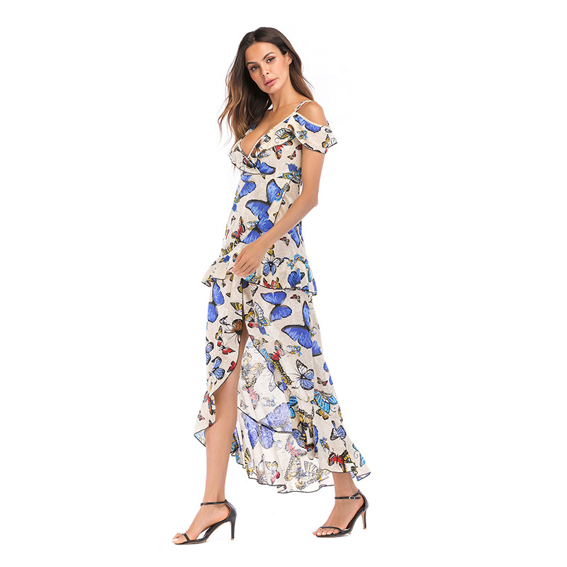 Womens Casual Maxi Dress Deep V Neck Asymmetrical Hem Sleeveless Perfect for Summer Events Wholesale Available