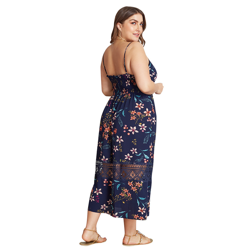 Plus Size Womens Dress Summer Floral Print Spaghetti Straps Comfortable Fit Casual Wear Wholesale Available