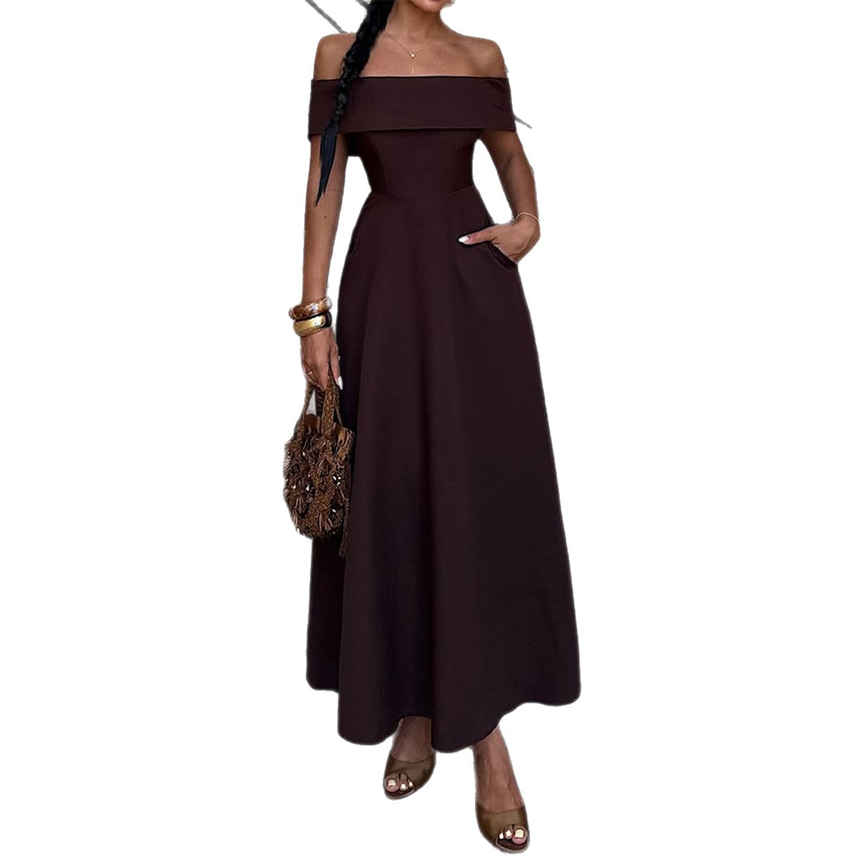 European and American Market Elegant Strapless Long Dress — Women's Fashion, Summer Style, Comfortable Fit — Wholesale Supply