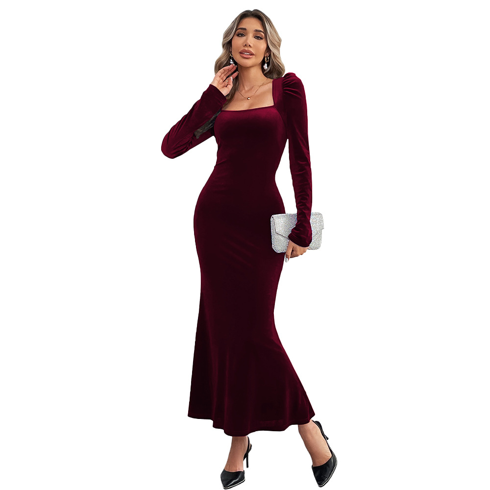 Women's Long-Sleeve Maxi Party Bodycon Dress
