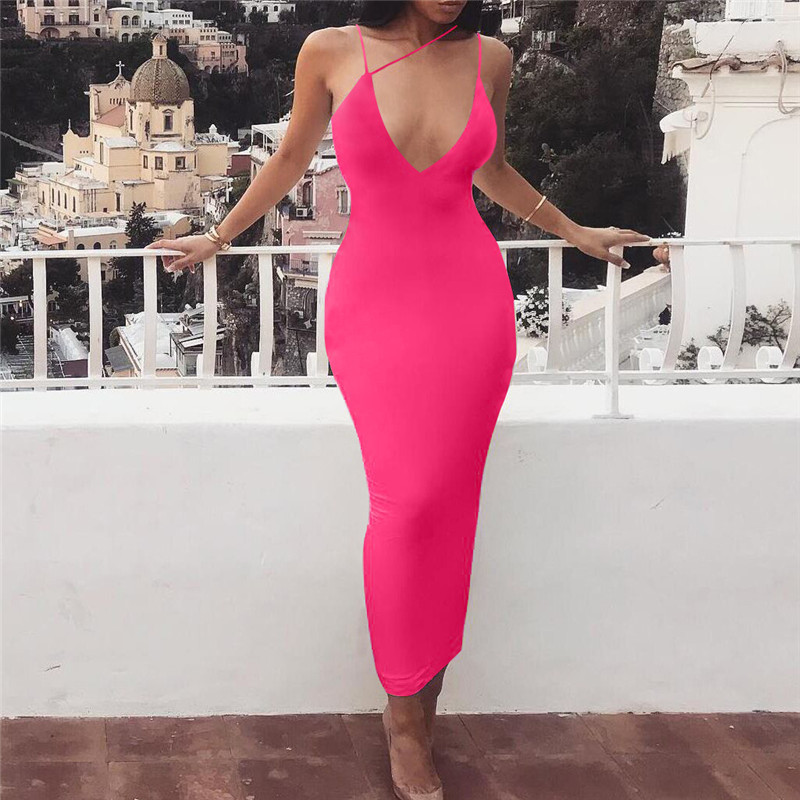 Summer Womens V Neck Backless Maxi Dress Solid Color Bodycon Fit Sleeveless Perfect for Casual Outings Wholesale