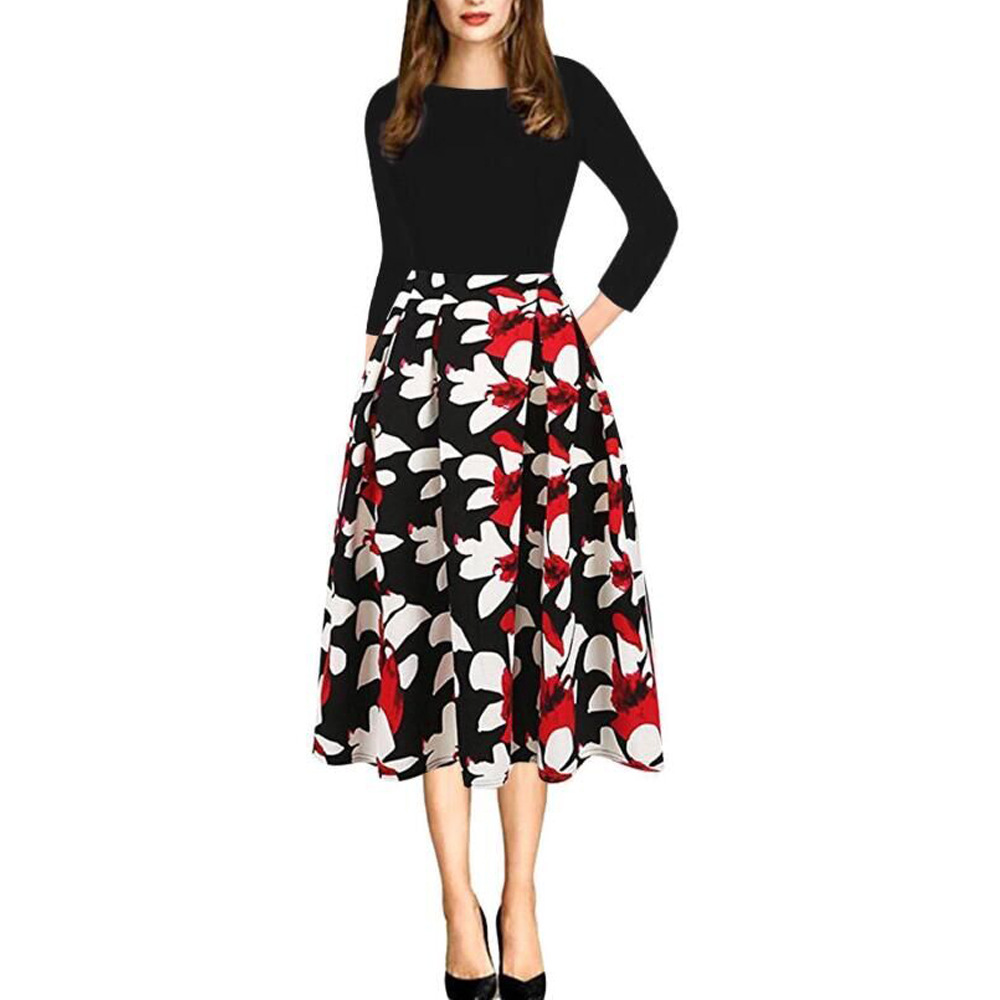 Elegant High Quality Floral Print Maxi Dress Round Neck Flowy Silhouette Fashionable Design Perfect for Parties and