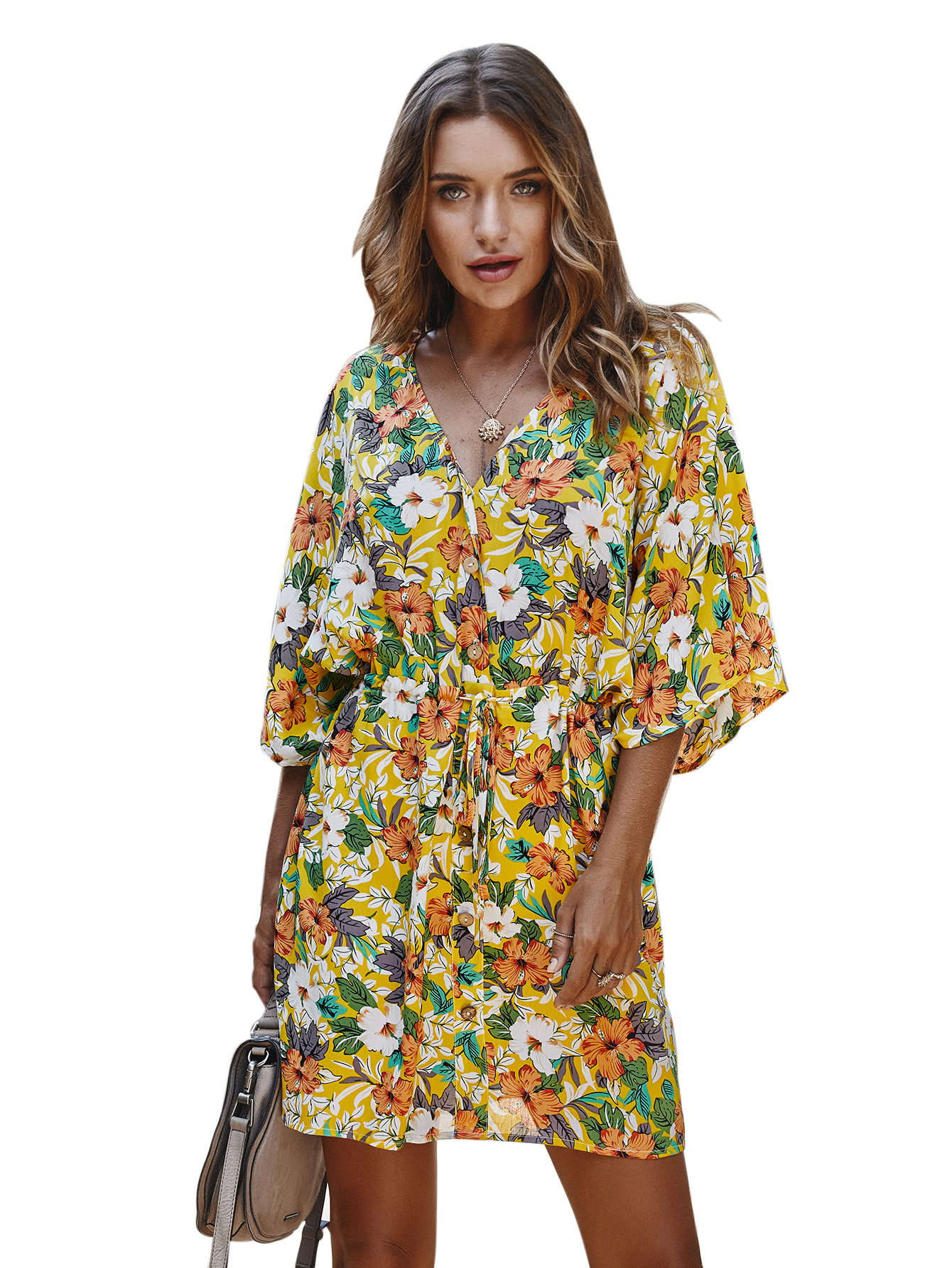 Fashionable Floral Print Womens Dress Spring Collection Casual Wear for Everyday Use Wholesale Available