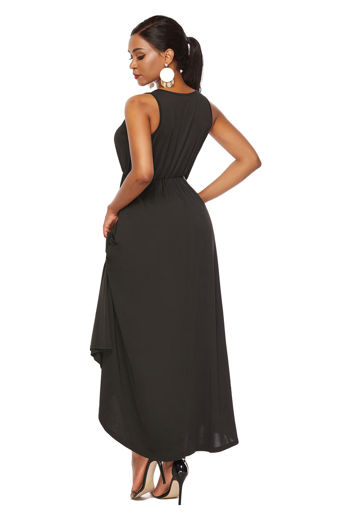 Sleeveless A Line Dress Solid Color Fashionable Irregular Hem Evening Party Gown Wholesale Available