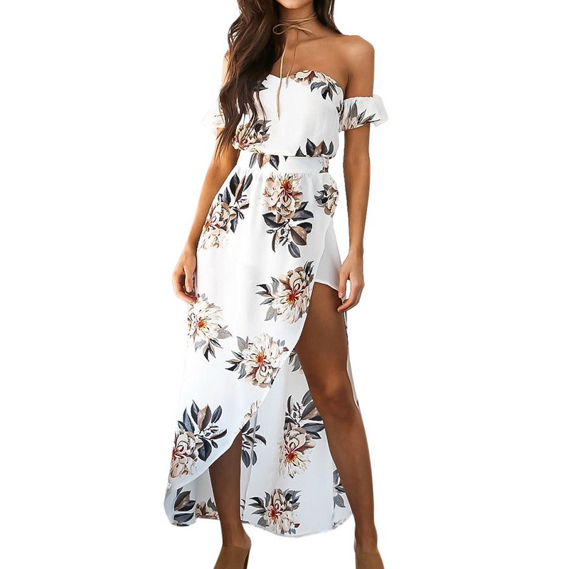 Floral Maxi Beach Dress Stylish Strapless Design Lightweight Fabric Perfect for Spring Summer Wholesale Available