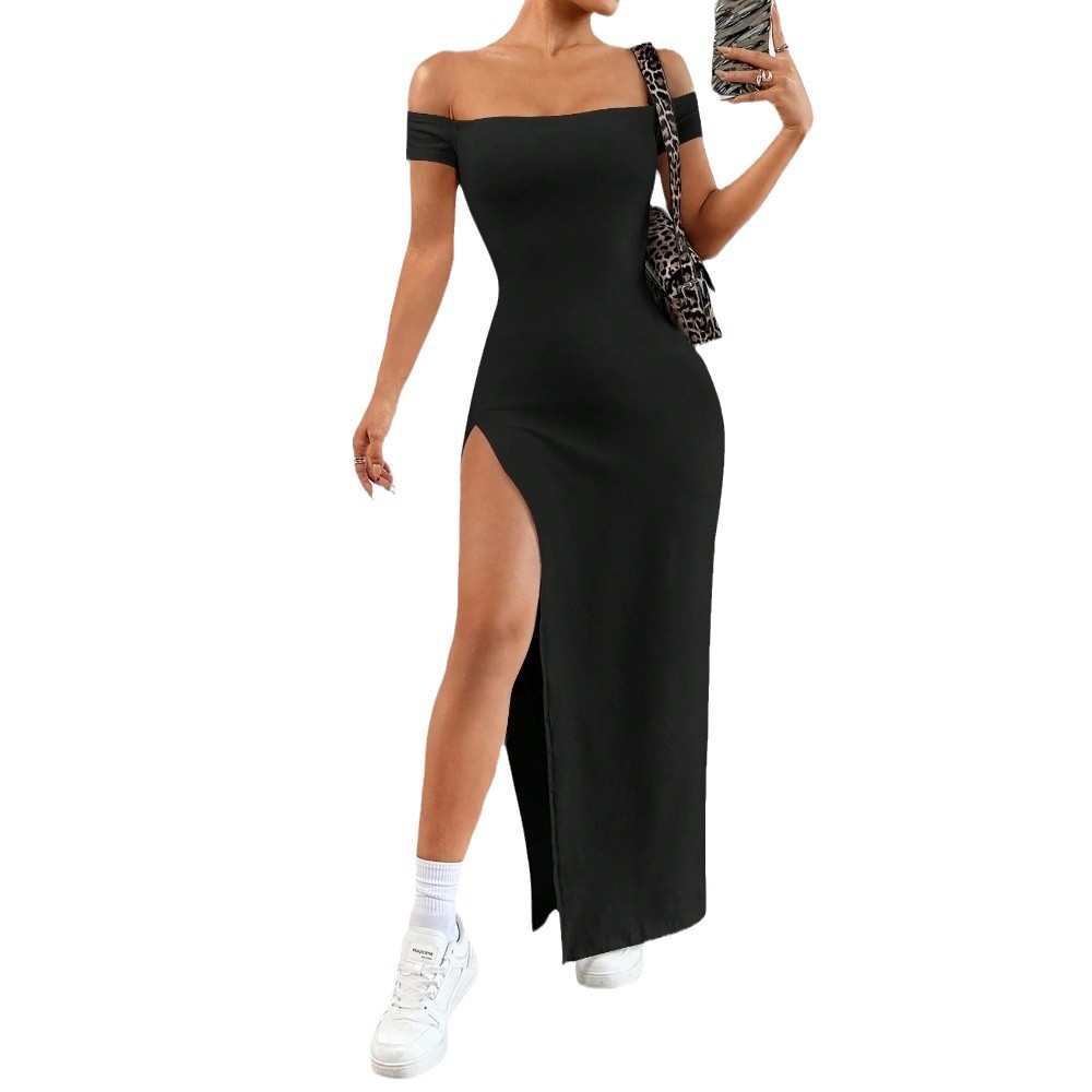Elegant Off Shoulder Midi Dress Sexy Split Design Spring Summer Collection Perfect for Parties and Events Wholesale