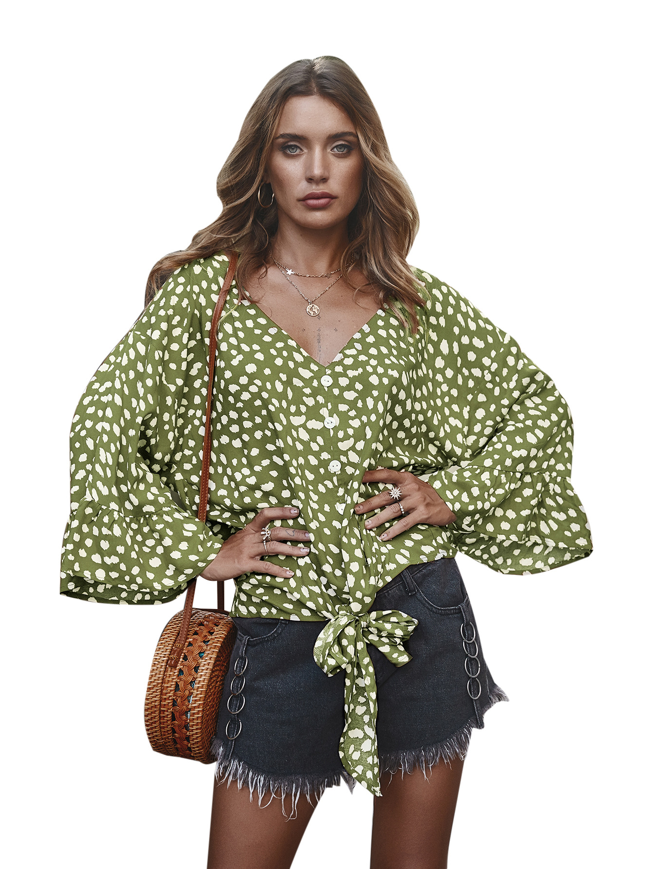 Womens Polka Dot Top Original Design Trendy Style Fashionable Elements Perfect for Casual Wear Wholesale Available
