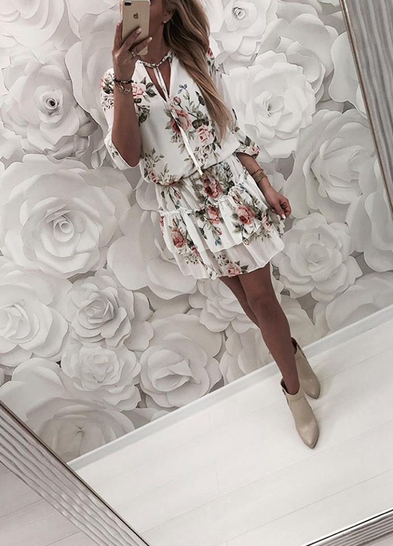 Fashionable Floral Print Ruffled Sleeve Midi Dress Autumn Collection Stylish Design Comfortable Fit Wholesale