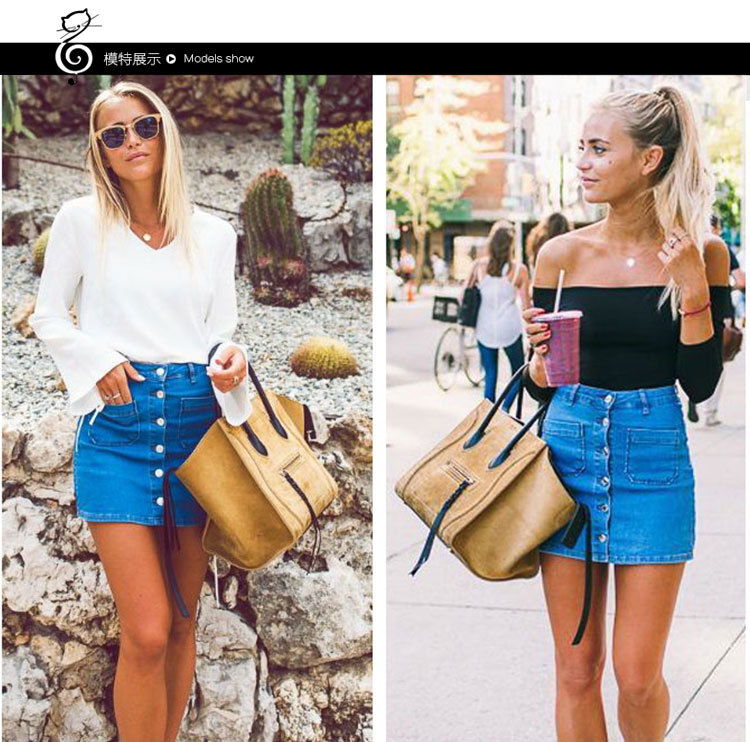 Denim Skirt Fashionable Design Button Closure Stylish Fit Casual Wear Summer Season Wholesale Available