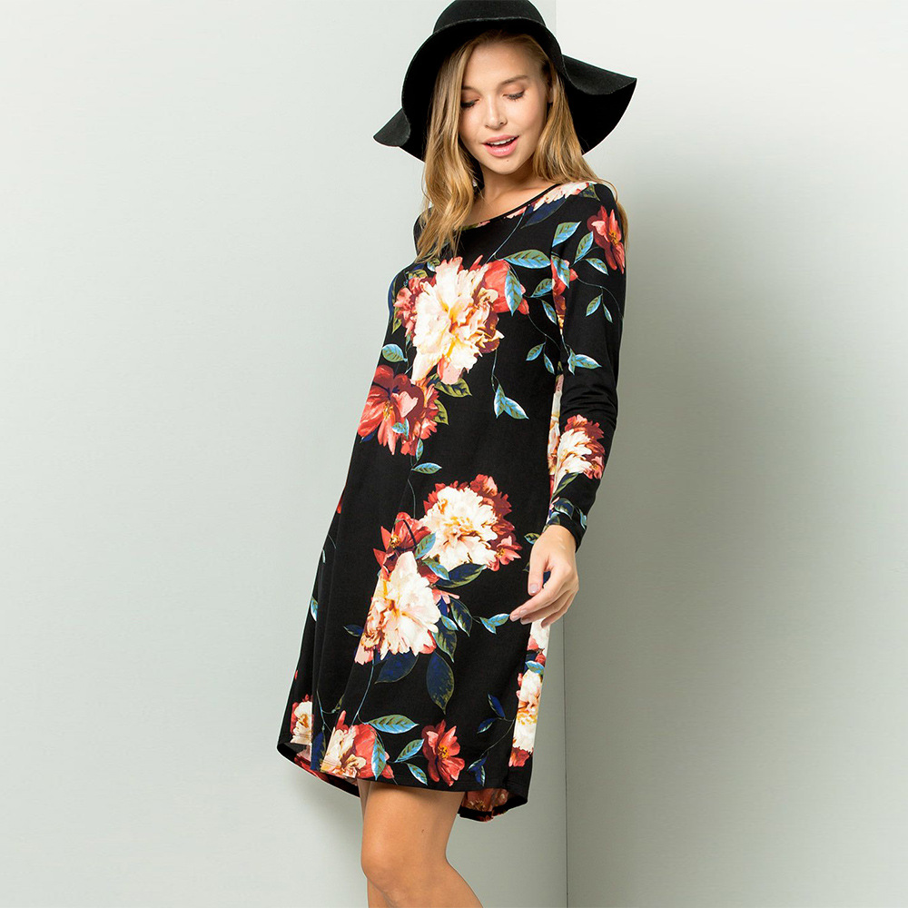 Floral Print Mini Dress Womens Spring Summer Fashion Casual Style for Everyday Wear Wholesale Available