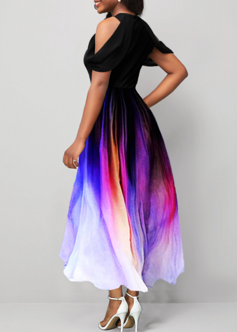 Women's Printed Crew Neck Short-Sleeve Dresses