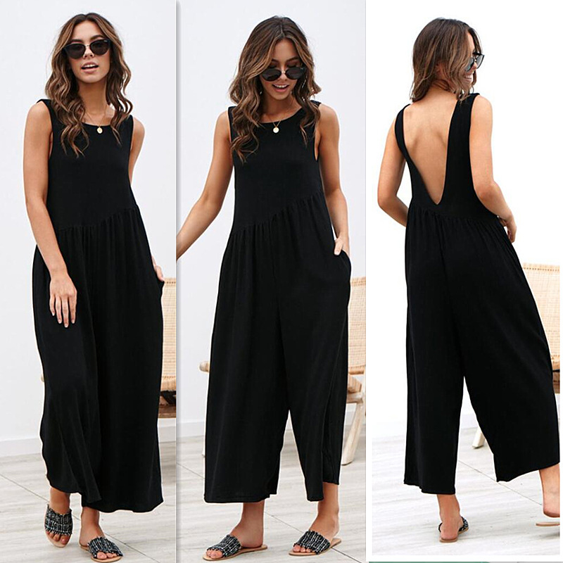 Chic Womens Solid Color Jumpsuit Elegant Design Comfortable Fit Versatile for Work or Casual Wear Wholesale Available