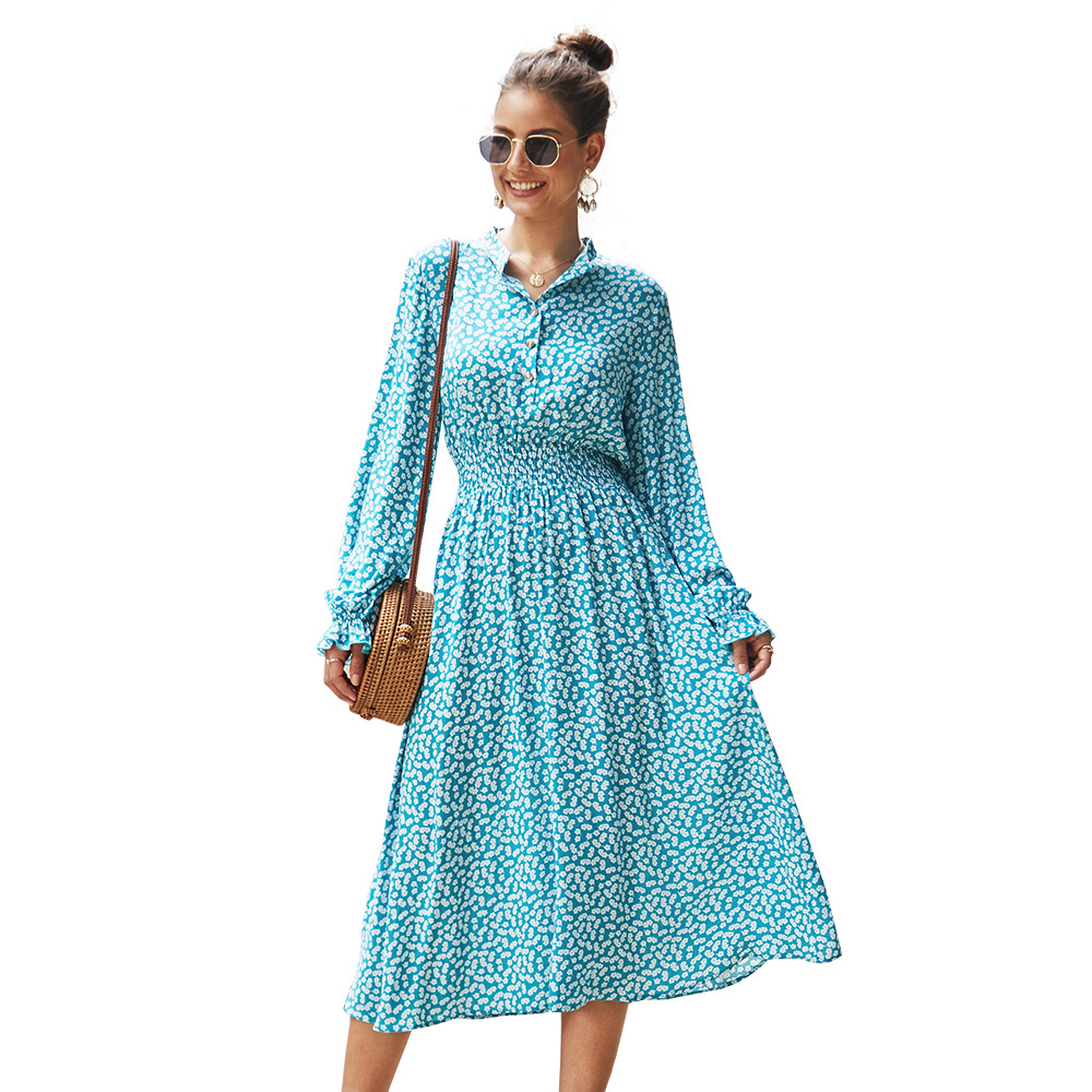 Floral Long Sleeve Shirt Dress Original Design Spring Summer Style Comfortable Fit Wholesale Available