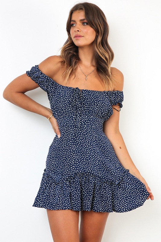 Floral Print Strapless Dress Bohemian Style Summer Vacation Wear Lightweight Fabric Available in Various Sizes