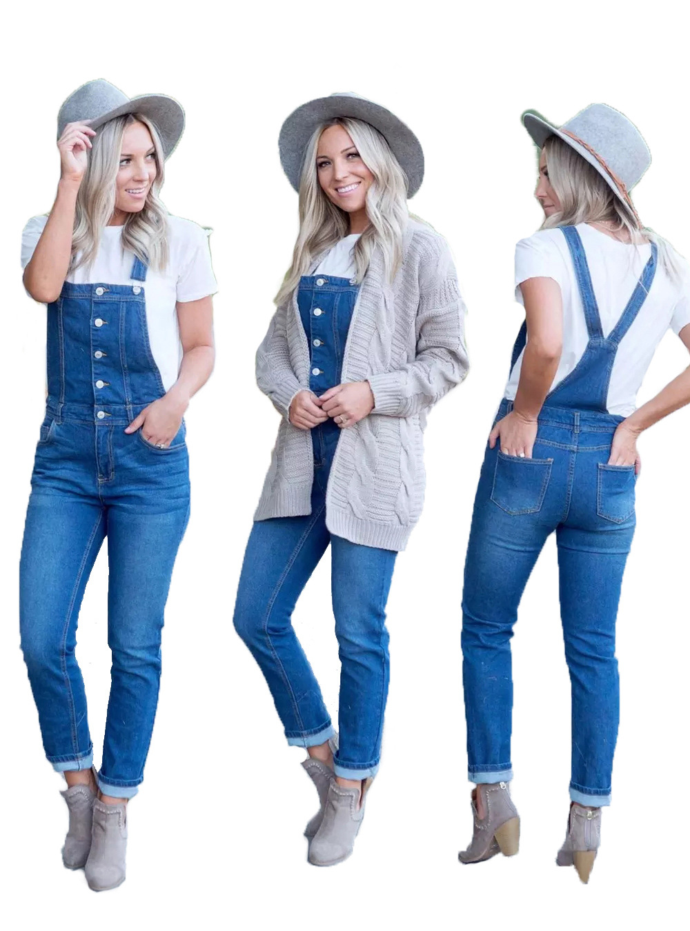 Womens Denim Overalls Five Button Closure Casual Fit Durable Fabric Perfect for Everyday Wear Wholesale Available