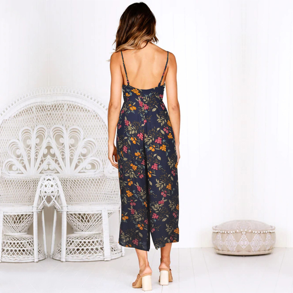 Womens Floral Print Jumpsuit Slim Fit Spaghetti Straps Available in 3 Colors Spring Summer Fashion Ready to Ship
