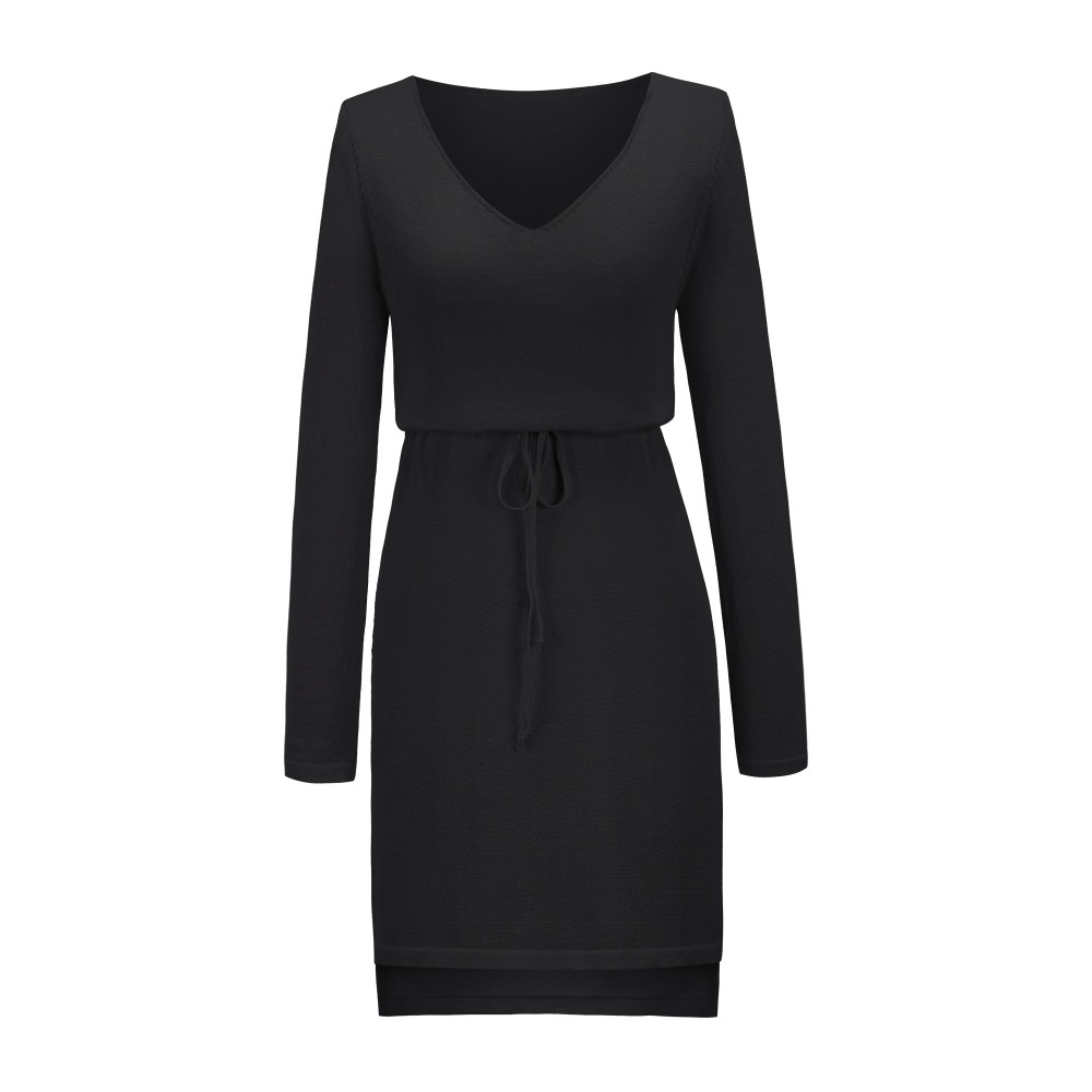 Knit Sweater Dress Solid Color Lace Up Design Comfortable Fit Spring Summer Fashion for Women Wholesale Available