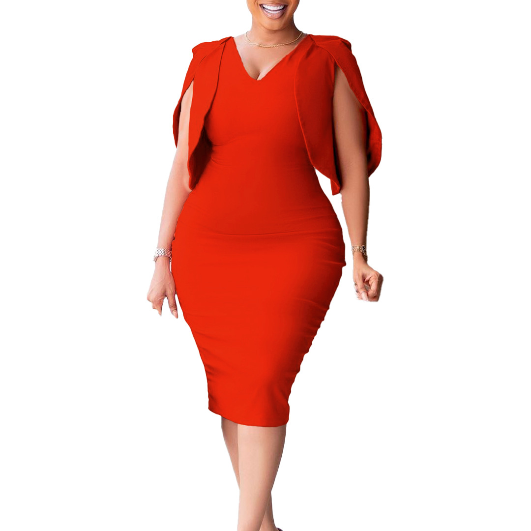 Plus Size Women's Office Dress — Elegant, Stylish, Bodycon Fit, African Print — Summer Fashion — Wholesale Supply Available
