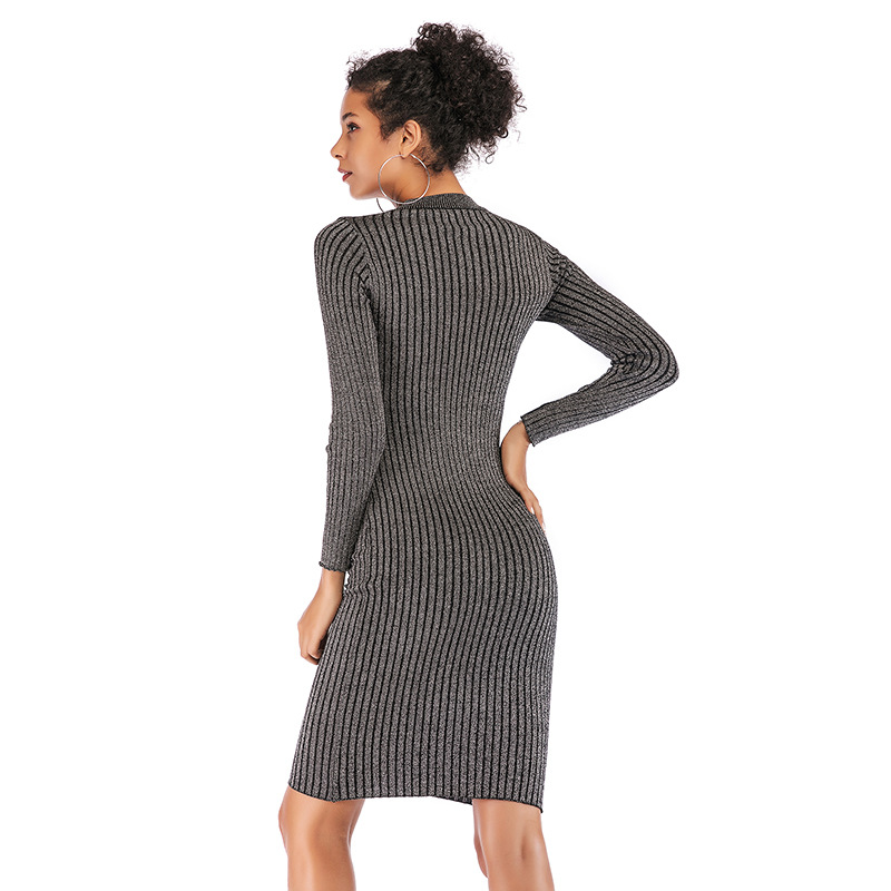Knitted Bodycon Dress Long Sleeve Mid Length Slim Fit Comfortable Fabric Spring Fashion for Women Wholesale