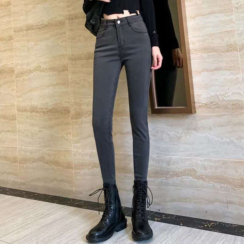 High Waisted Womens Black Skinny Jeans Slim Fit Stretch Fabric Pencil Style Perfect for Spring and Autumn