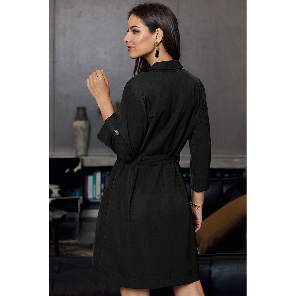 Womens Shirt Dress Autumn Style Three Quarter Sleeve Slim Fit Button Closure Pocket Design Wholesale Available