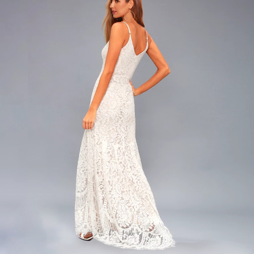 Lace Wedding Dress White Color Sleeveless Elegant Design Perfect for Bridal Occasions Wholesale Available
