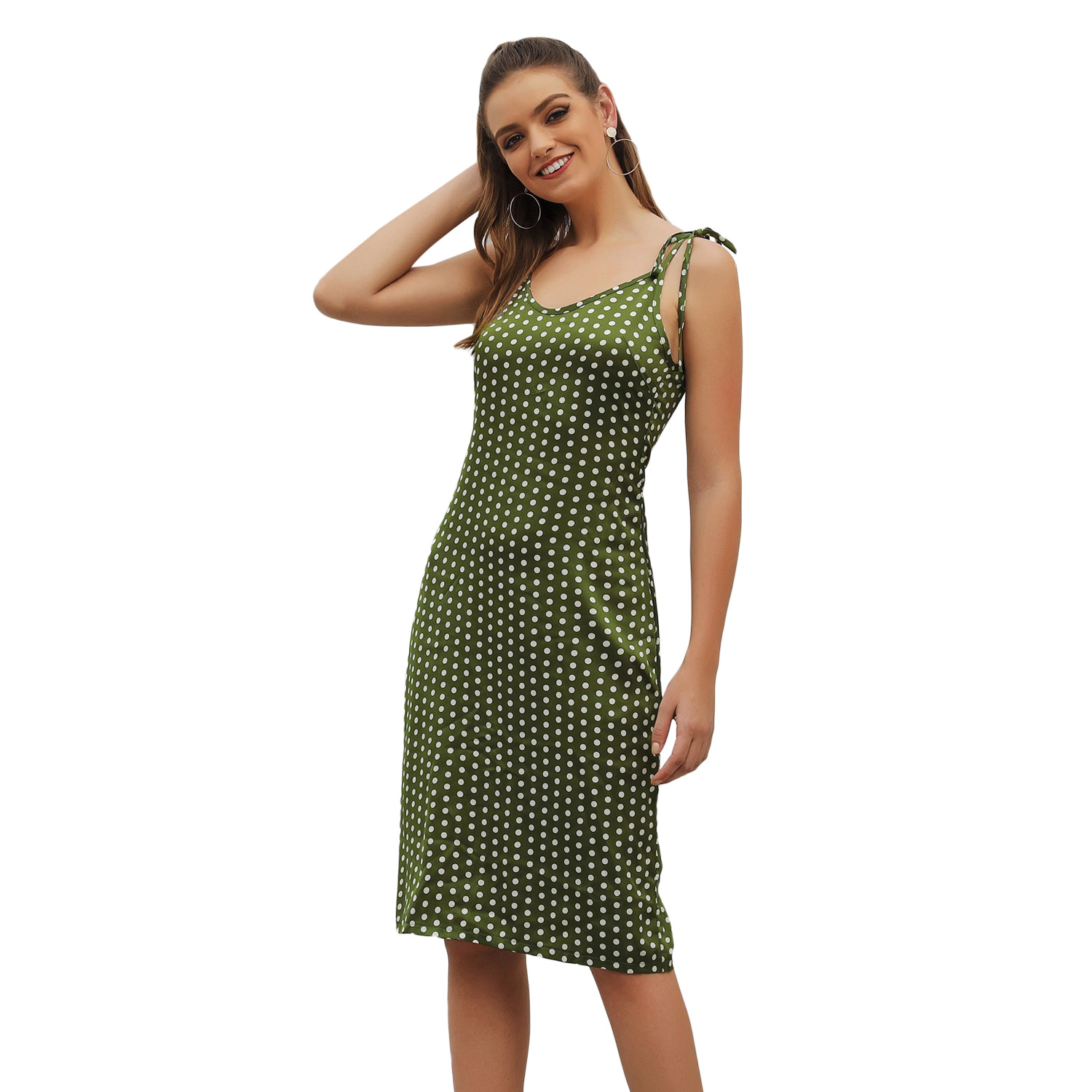 Polka Dot Backless Dress Sexy Spaghetti Strap Elegant Design Perfect for Parties Wholesale Available