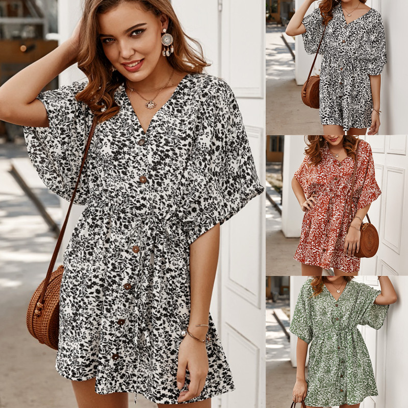 Womens Designer Floral Dress Spring Summer Collection Casual Style Lightweight Fabric Wholesale Available