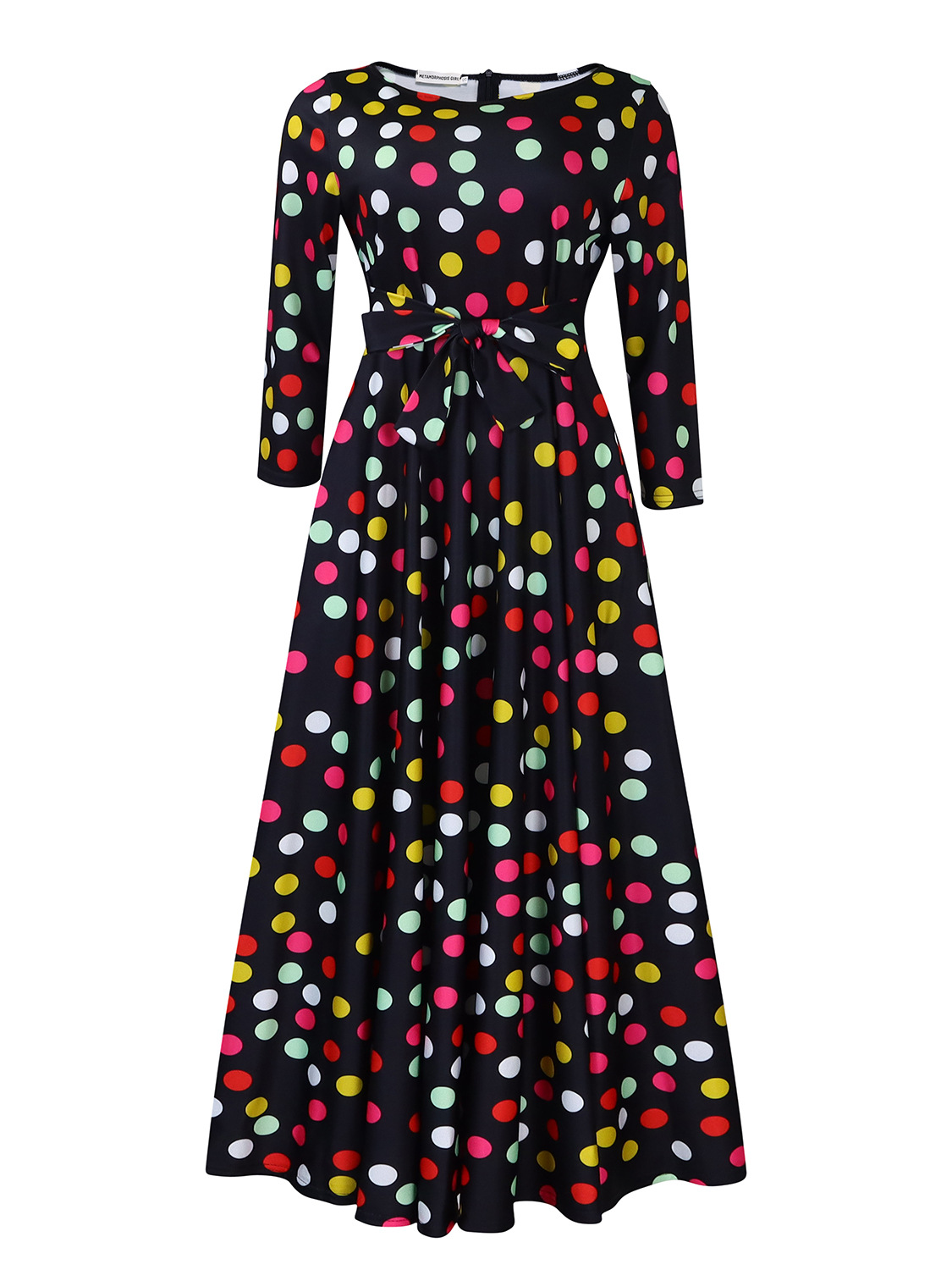 Plus Size African Dress — Fashionable Floral Print, Tie Neck, Flared Hem — Spring Summer Style — Wholesale Supply Terms